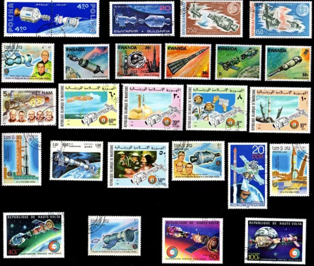 25 All Different SOYUZ (RUSSIAN) SPACE PROGRAM  STAMPS