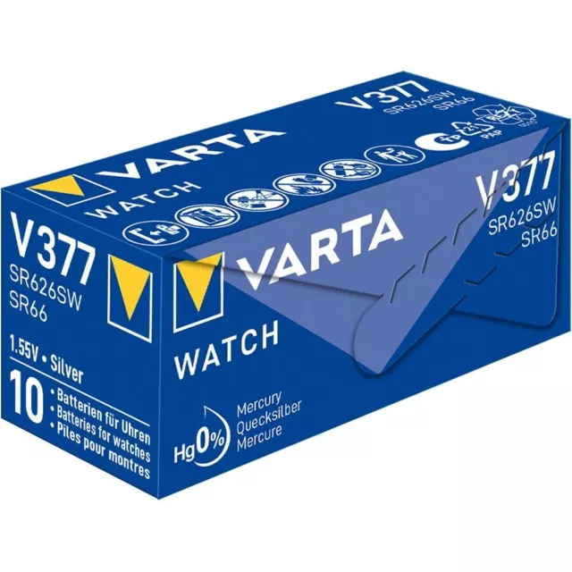 10 Pack | Varta 377 Watch Batteries Silver Oxide Replacements SR626SW Coin Cell
