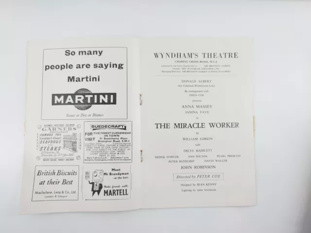 1961 The Miracle Worker Wyndhams Theatre Anna Massey John Robinson