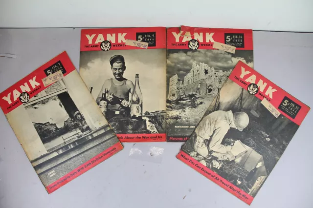 Yank Army Weekly Magazine Paper February 2 9 16 23 1945 4 Issue Ww2 Wwii War Lot
