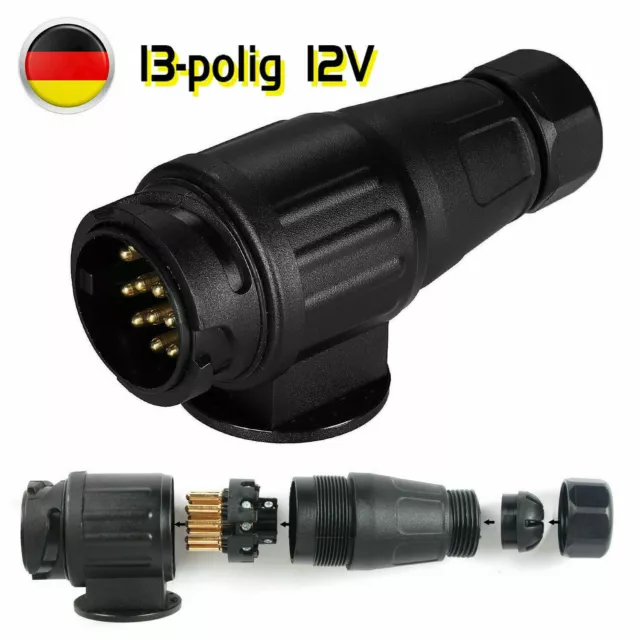 13-poliger 13 polig Anhänger Stecker 12V KFZ PKW AUTO Anhängerstecker