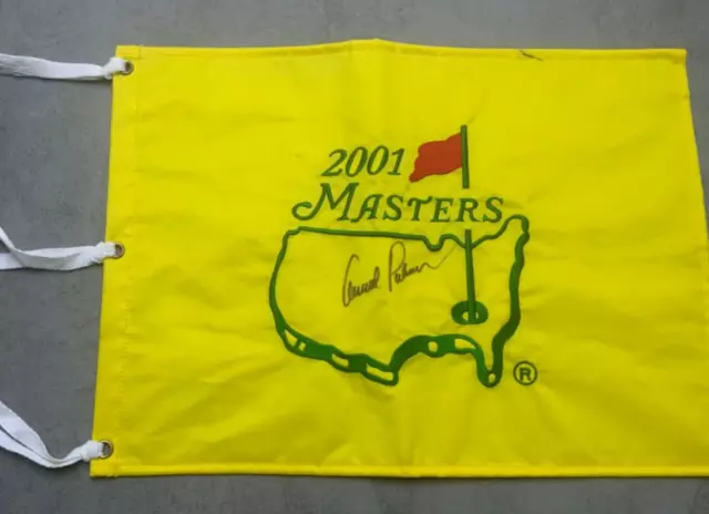 Arnold Palmer Signed Autograph 2001 Masters Golf Pin Flag Legend Rare Vgc Coa