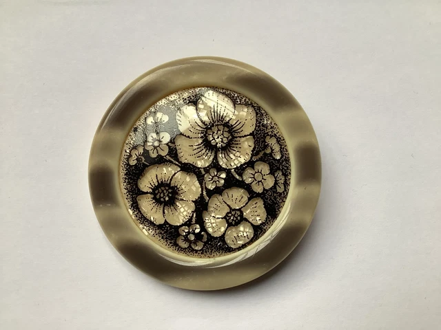 Broche Vintage Léa Stein - Motif Fleurs - Sérigraphie 