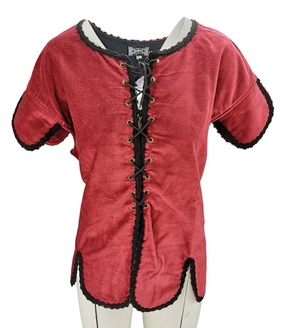 Gilet Medioevo Costumi Regionali Velluto Lacci XL 42 44 Bordeaux Velluto
