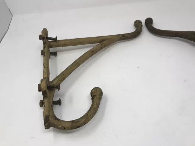 2 Vintage 1900s Cast Iron Harness Wall Hooks Barn Hardware Tack Stable Sign 2