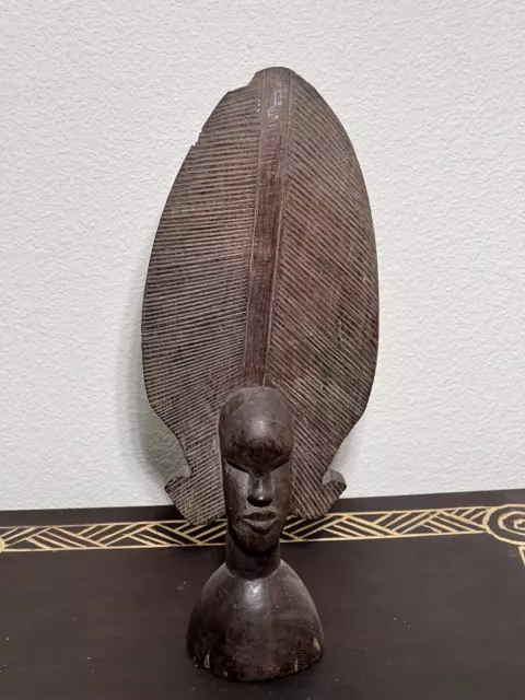 Vintage Carved African Ebony Wood Tribal Art Woman Statue Figure Sculpture