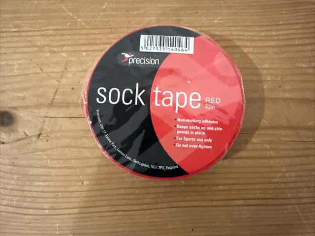 Precision Training Football Rugby Sports Sock Tape 33m - Red