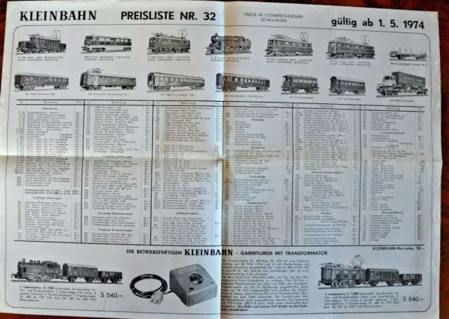 KLEINBAHN Preisliste Nr. 32 von 1974 2