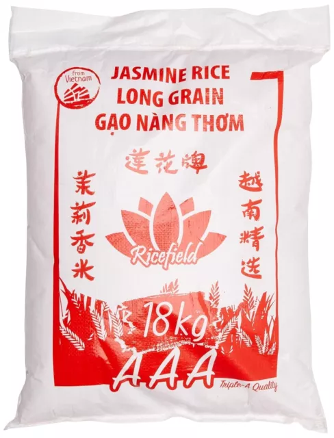 RICEFIELD ROT Gao Thom AAA Jasminreis Vietnam 100%Langkorn Vorratspack Reis 18kg