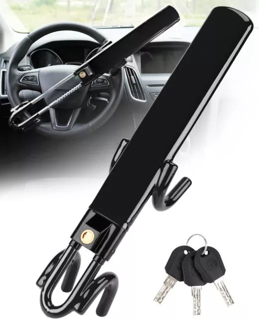 Tevlaphee Car Steering Wheel Lock with 3 Keys-Anti-Theft, Heavy Duty, Adjustable