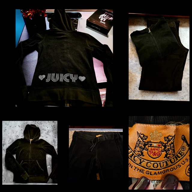 Y2K VINTAGE JUICY Couture Tracksuit Black S Original Orange Tag Rare £