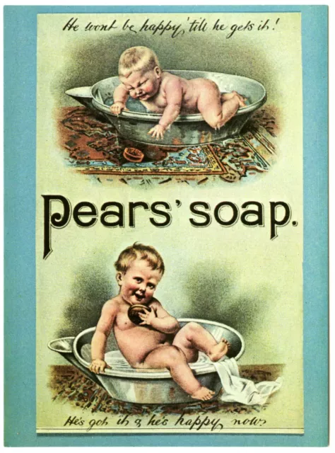 Art Postcard Pears Soap Vintage Advertising Poster Child - Old Tin Bath Unposted