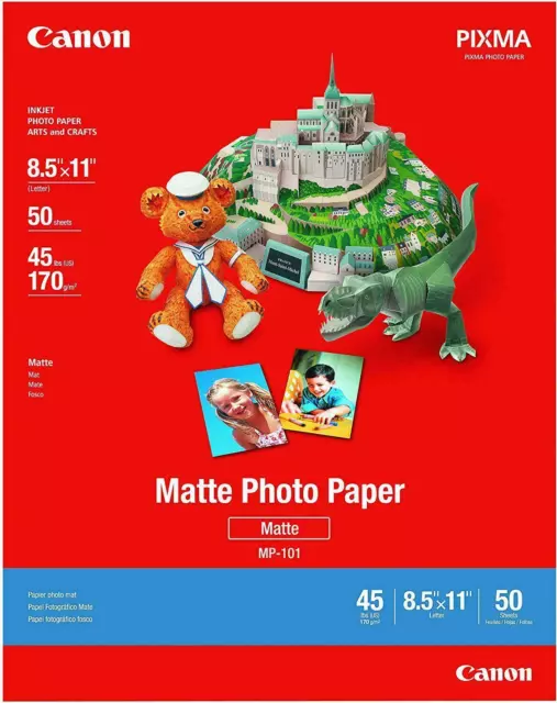 Canon Ink Jet Matte Photo Paper 8.5 x 11 (50 Sheets) MP-101  Crafts Art 7981A004