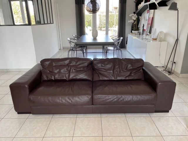 Canapé OFF SHORE Roche Bobois cuir Marron