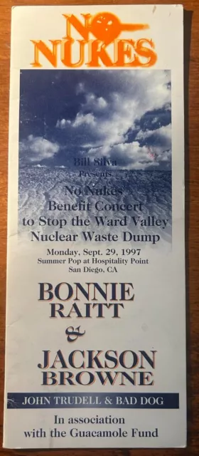 NO NUKES Bonnie Raitt Jackson Browne concert pamphlet 1997