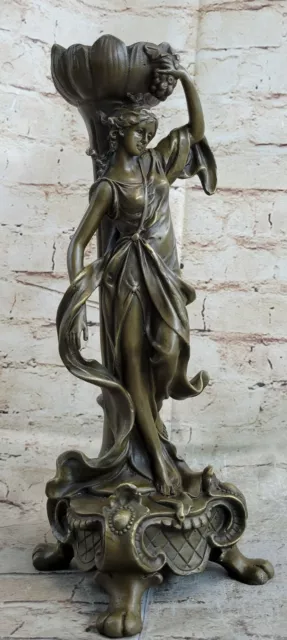 Signed~Kassin~Nude Female Bronze Candle Holder Statue Sculpture Art Figurine Art