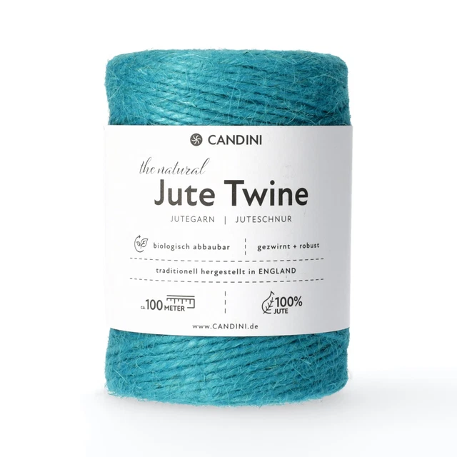 Jutegarn - türkis, 100m, 2-3mm Jute - Schnur Kordel Paketschnur Bastelschnur