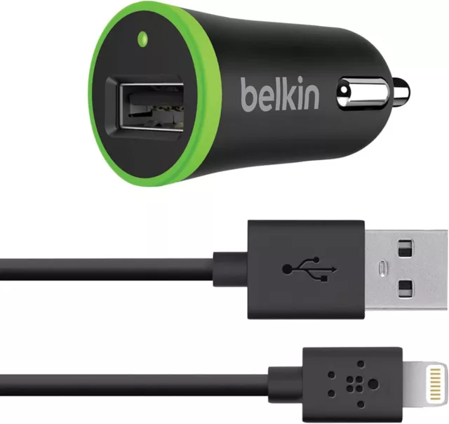 Belkin 2.1AMP 10W iPhone iPad Car Charger with Lightning to USB Cable 1.2m