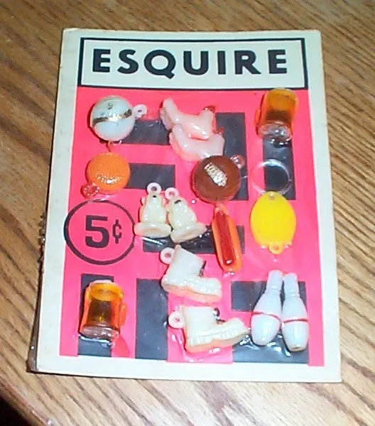Vintage display card 5c charms Esquire #z10