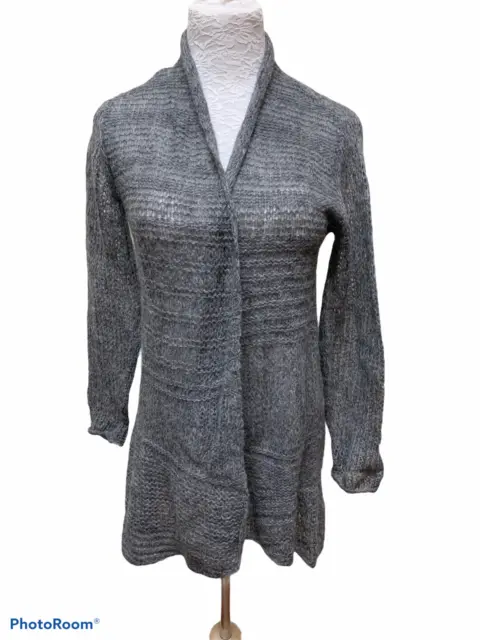 Eileen Fisher Wool/Alpaca Blend Cardigan Sweater Size Small Lacy Open Weave