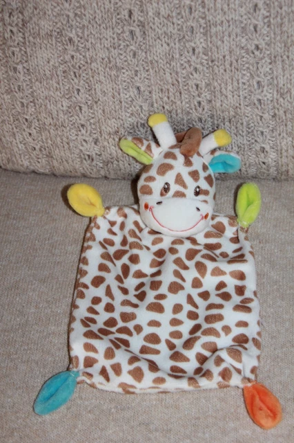 DOUDOU NICOTOY GIRAFE PLAT BEIGE TACHE MARRON JAUNE VERT BLEU ORANGE pas servi