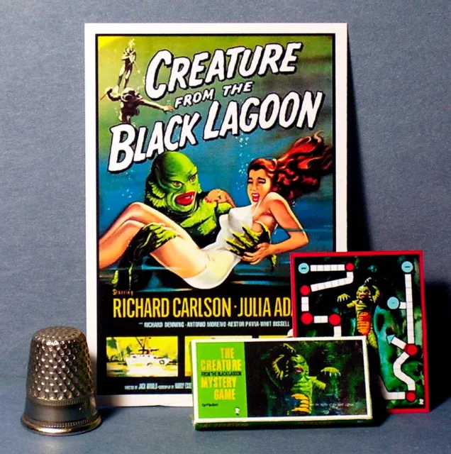 Dollhouse Miniature 1:12  Creature From The Black Lagoon Mystery Game & Poster