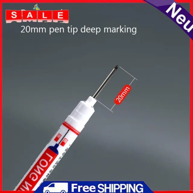 Long Head Marker Woodworking Multi-purpose Deep Hole Marker Pen (Black)