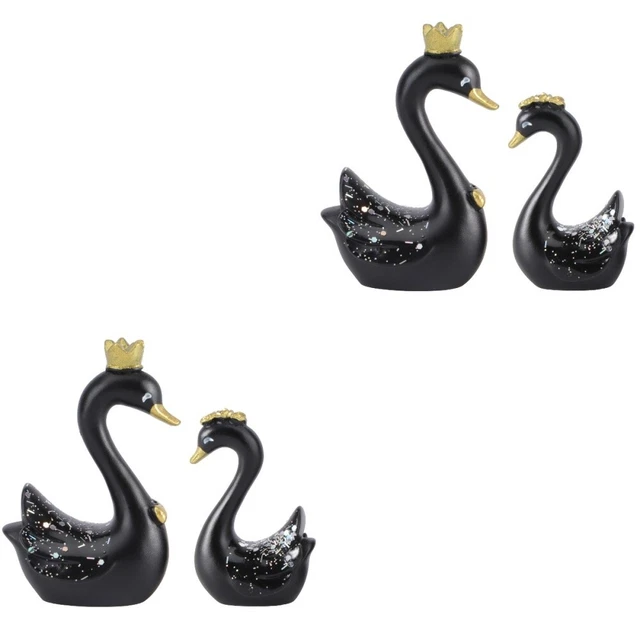 4 Pcs Résine Ornement De Cygne Les Amoureux Figurines Tableau Bord Voiture