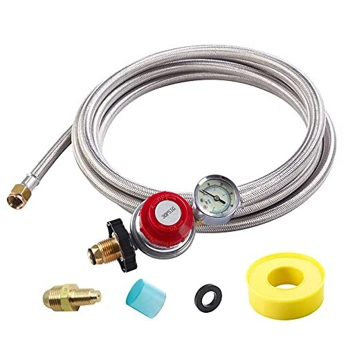 12 Foot High Pressure Adjustable Propane Regulator 0-30 PSI with Gauge 0~60PS...