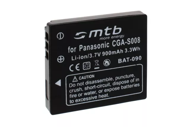 Batterie CGA-S008 / BCE10E pour Panasonic Lumix DMC-FS3, FS5, FS20, FX30, FX33