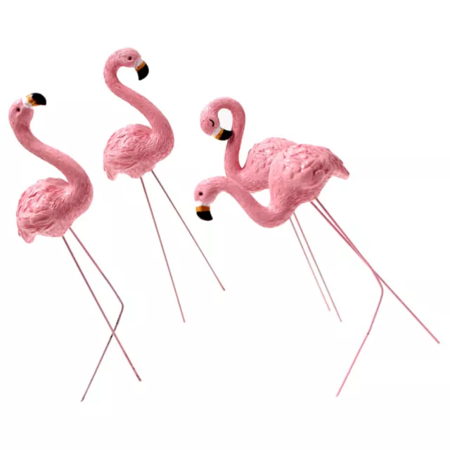 Flamingo Cake Decor 4Pcs Flowerpot Micro Landscaping for Party & Garden