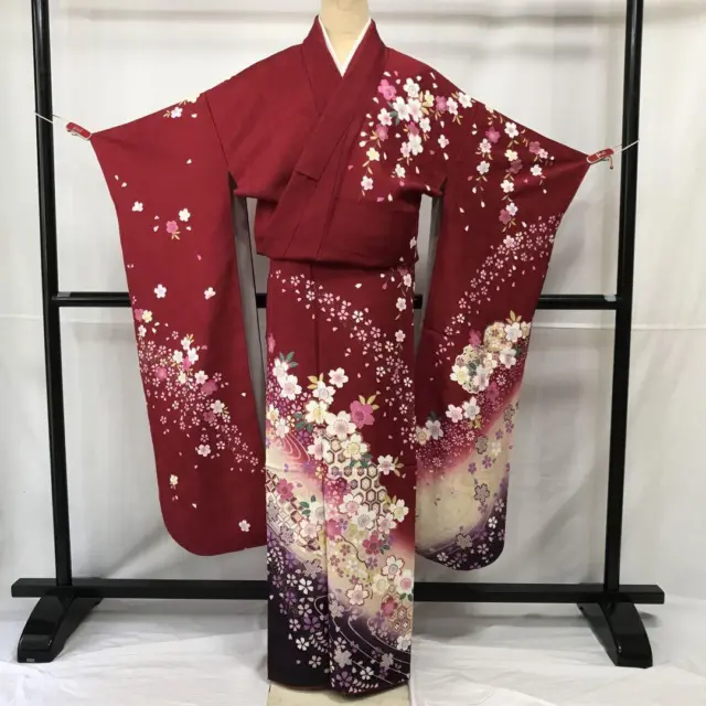 Furisode Japanese Kimono Kimono Sakurakawa Sakura Sleeve Long Sleeves