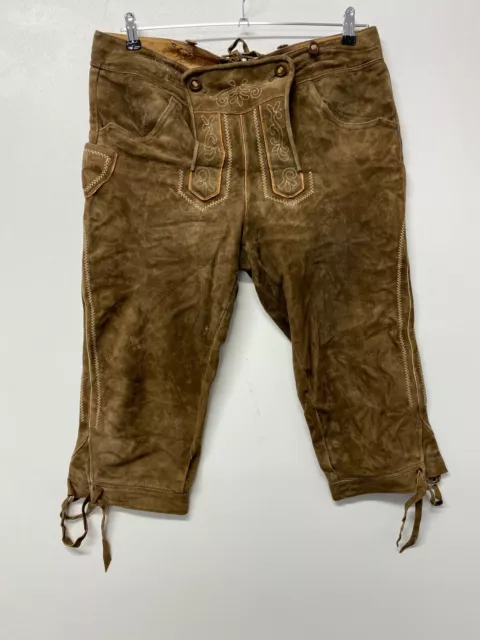 Alphorn Herren Leder Hose Gr. 50 Wiesn edel Wildleder braun fit Trachten 17859