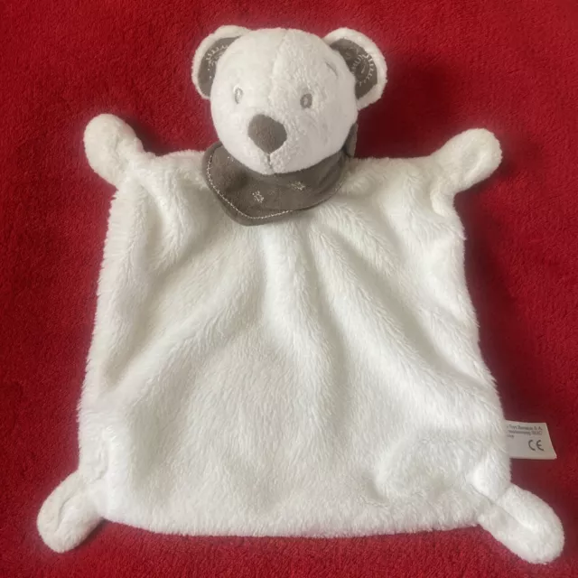 🇫🇷 Doudou plat Ours blanc Oreilles  bandana marron Gris KIABI SIMBA TOYS NEUF