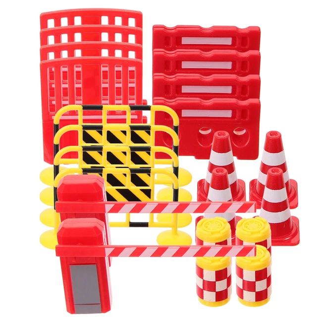 Cabilock Set De 28 Señales De Tráfico En Miniatura – Barricadas Y Conos De Plástico Para Juego De Roles, Maquetas, Educación Vial Y Decoración