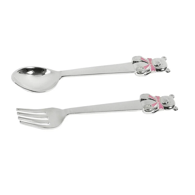 Kinderbesteck Bär Babylöffel Silber in Geschenkbox  für Kinder Taufe Geburt Baby