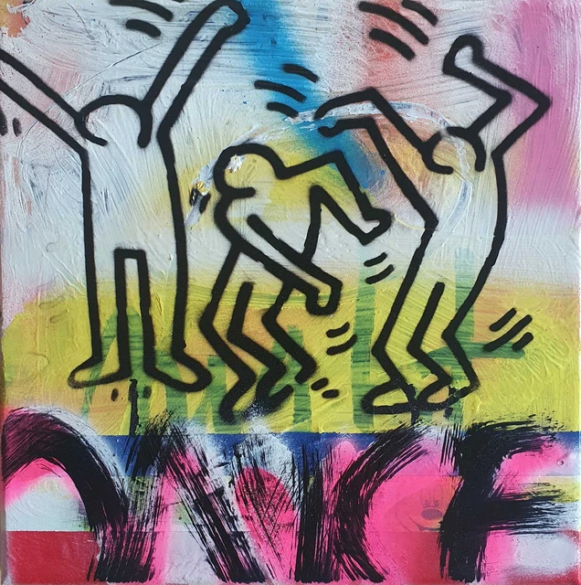 SPACO SIGNED DANCE KEITH TABLEAU pop street ART french paint