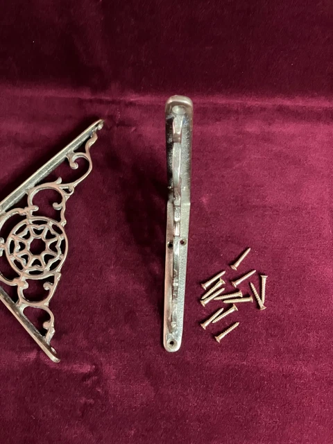 Vintage Brass Shelf Brackets with Screws 3