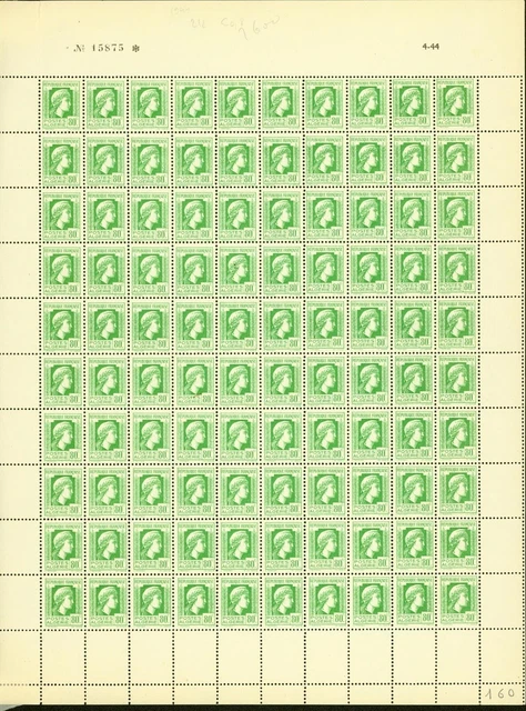 Algeria 1944-French Colony-MNH stamps. Yvert Nr.:212. Sheet of 100(EB) AR1-00410