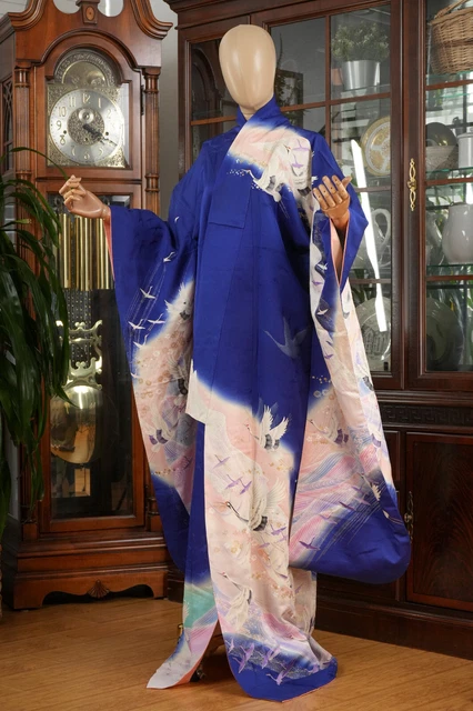 Dear Vanilla Japanese Silk Furisode Kimono Women's Authentic Japan Made Vintage