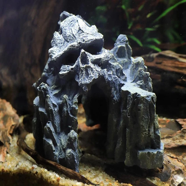 thumbnail image 2 of OULII White Resin Aquarium Decor Unique Mountain Ornament For Tanks 2 of 12