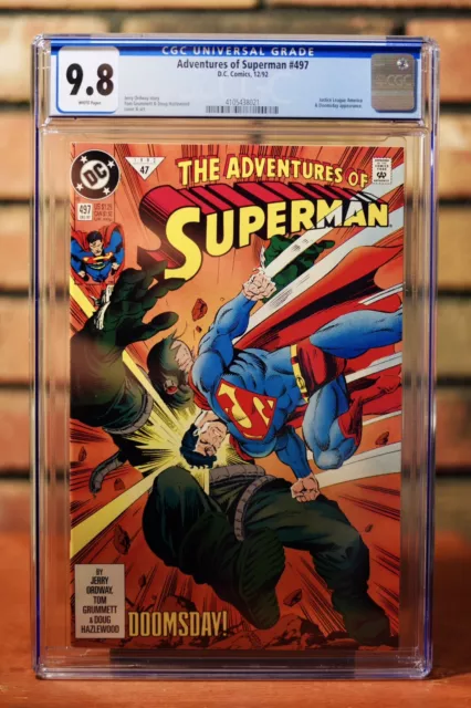 The Adventures of Superman #497 CGC 9.8 Near Mint Justice League & Doomsday 1992