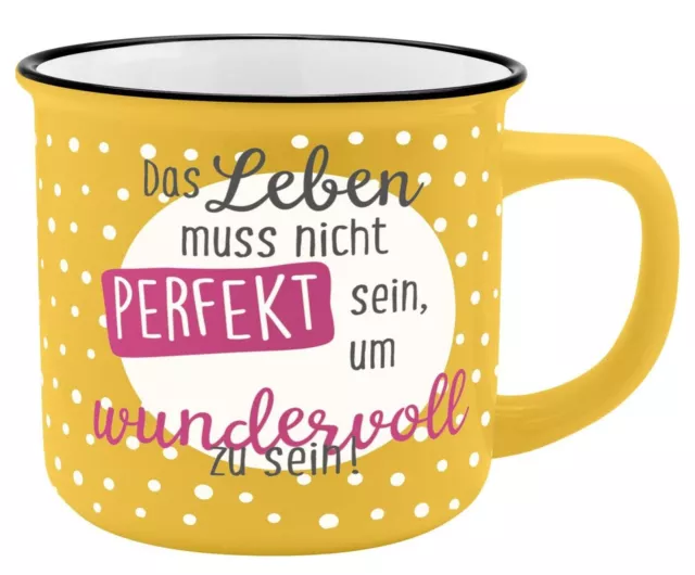 Sheepworld Gruss & Co - Kaffee- Tasse Becher "Leben Perfekt" Emaille Optik 45777
