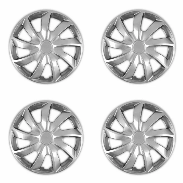 Copriruota 17"" Copriruota Finiture 17"" Set di 4 Anelli Acciaio Plastica ABS Argento