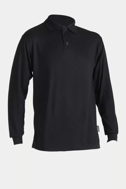 Flame Retardant Anti Static Work Safety Long Sleeve Navy Polo Shirt