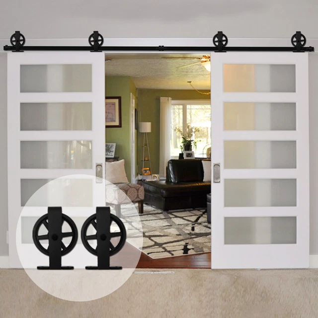 4~20FT Sliding Barn Door Hardware Track Kit for Single/Double Big Wheel T Roller