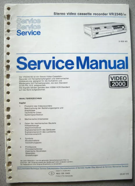 Philips VR2340/00 Service Manual Video 2000