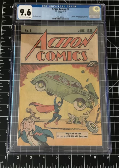Action Comics #1 CGC 9.6 DC 1976 Reprint 1st Superman WHITE pages Shuster