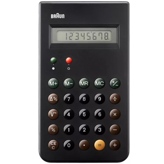 Braun BNE001BK Kult-Taschenrechner schwarz 8 stelliges LCD-Display