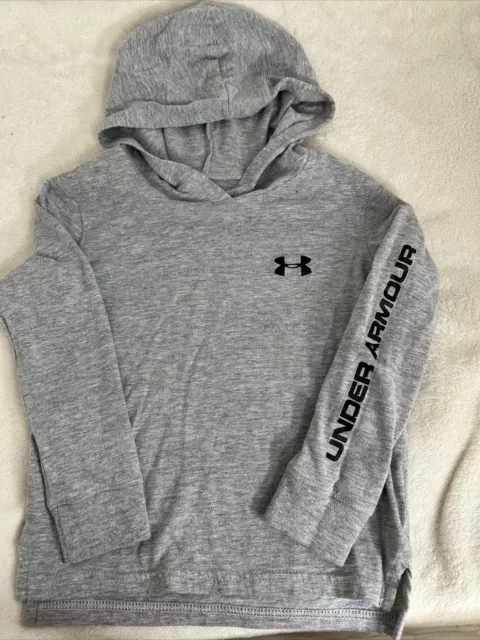 Under Armour Boys Gray Cotton Pullover Hooded Top Size 4T